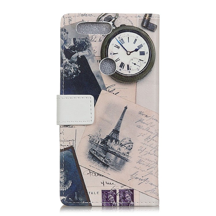 Pattern Printing Leather Wallet Cover for Huawei P Smart / Enjoy 7S - Eiffel Tower and Characters-2