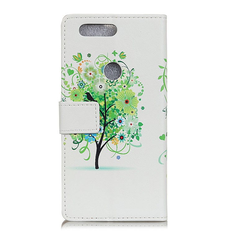 Pattern Printing Wallet Leather Stand Case for Huawei P Smart / Enjoy 7S - Green Tree-2