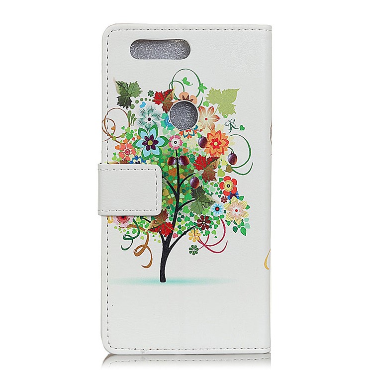 Pattern Printing Stand Leather Wallet Case for Huawei P Smart / Enjoy 7S - Colorized Tree-2