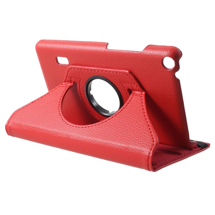 For Huawei MediaPad T3 7.0 Litchi Grain 360 Degree Rotary Stand Leather Tablet Case - Red-5