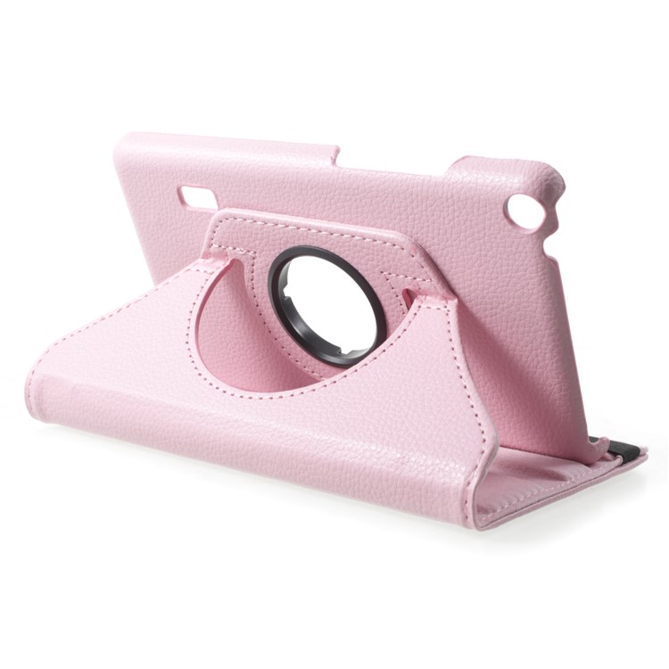 For Huawei MediaPad T3 7.0 Litchi Grain 360 Degree Rotary Leather Stand Cover - Pink-4