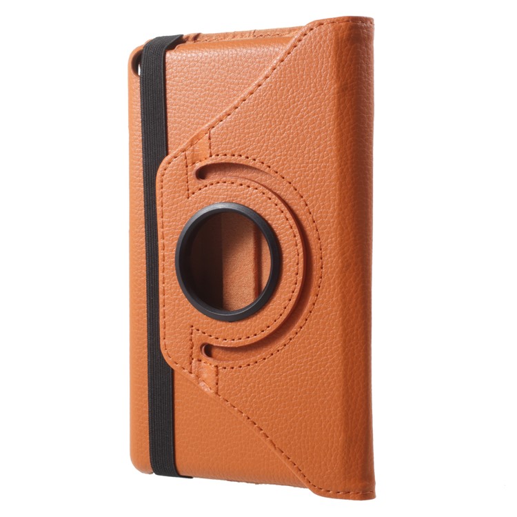 For Huawei MediaPad T3 7.0 Litchi Grain 360 Degree Rotary Stand Leather Flip Cover - Orange-1