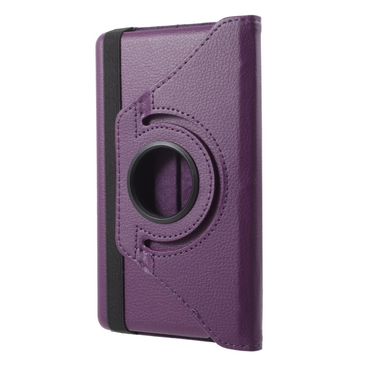 For Huawei MediaPad T3 7.0 Litchi Grain 360 Degree Rotary Stand Leather Protective Shell - Purple-1
