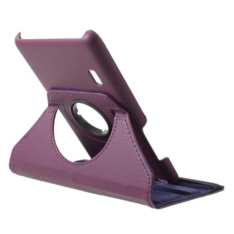 For Huawei MediaPad T3 7.0 Litchi Grain 360 Degree Rotary Stand Leather Protective Shell - Purple-5