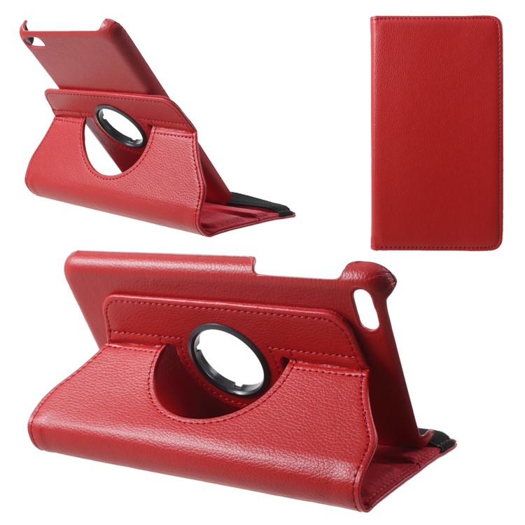 Litchi Grain 360 Degrés Étui En Cuir Rotatif Pour Huawei Mediapad T1 7.0 / Tablette D'honneur T1 (t1-701u) - Rouge-1