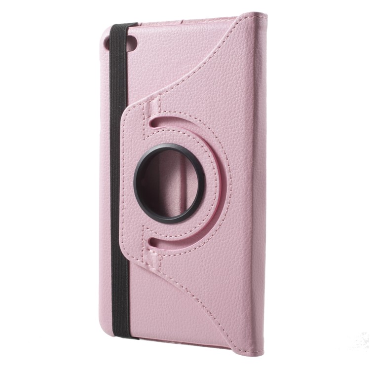 360-degree Rotary Litchi Grain Leather Cover with Stand for Huawei MediaPad T1 7.0 / Honor Tablet T1 (T1-701u) - Pink-1