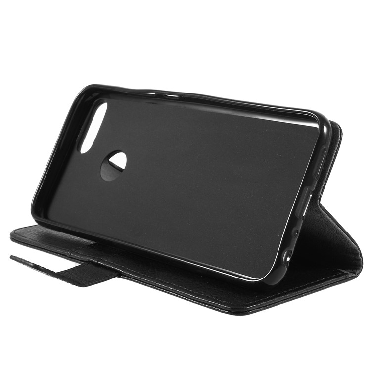 Litchi Skin PU Leather Wallet Stand Phone Shell for Huawei Honor 9 Lite / Honor 9 Youth Edition - Black-6