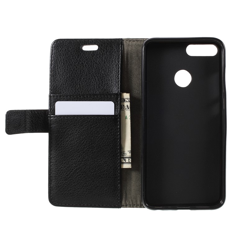 Litchi Skin PU Leather Wallet Stand Phone Shell for Huawei Honor 9 Lite / Honor 9 Youth Edition - Black-8