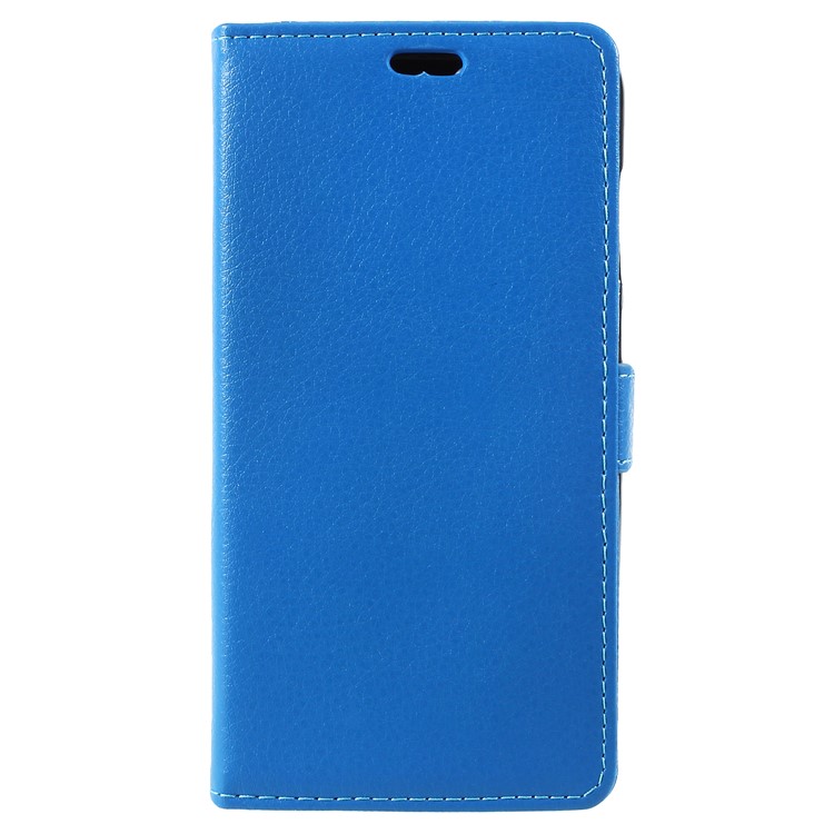 Litchi Skin PU Leather Wallet Stand Phone Shell for Huawei Honor 9 Lite / Honor 9 Youth Edition - Blue-1