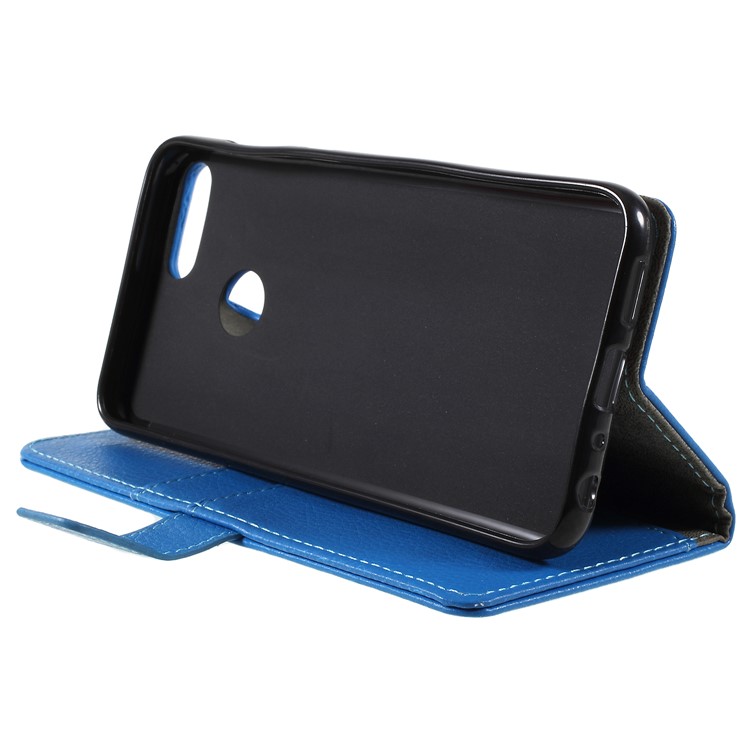 Litchi Skin PU Leather Wallet Stand Phone Shell for Huawei Honor 9 Lite / Honor 9 Youth Edition - Blue-4