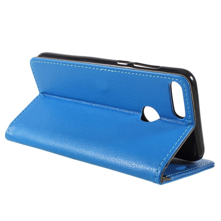 Litchi Skin PU Leather Wallet Stand Phone Shell for Huawei Honor 9 Lite / Honor 9 Youth Edition - Blue-5