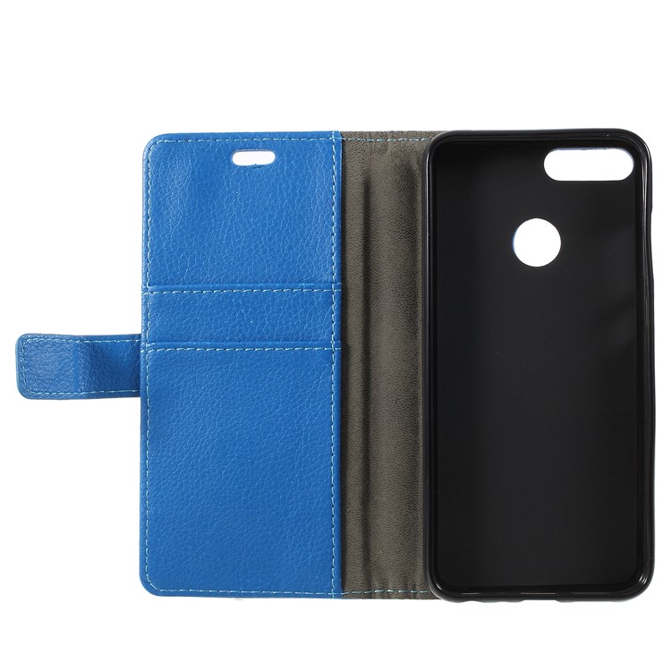 Litchi Skin PU Leather Wallet Stand Phone Shell for Huawei Honor 9 Lite / Honor 9 Youth Edition - Blue-6