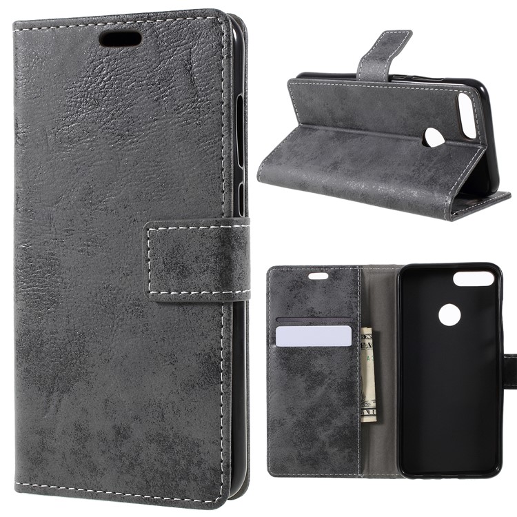Vintage PU Leather Wallet Protective Phone Casing for Huawei Honor 9 Lite / Honor 9 Youth Edition - Grey-1