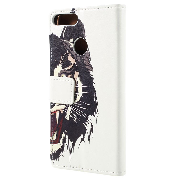 For Huawei Honor 9 Lite / Honor 9 Youth Edition Patterned PU Leather Stand Wallet Mobile Case - Fierce Tiger-3
