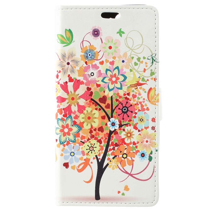 For Huawei Honor 9 Lite / Honor 9 Youth Edition Patterned PU Leather Stand Wallet Mobile Cover - Flower Tree-1