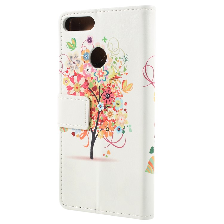 For Huawei Honor 9 Lite / Honor 9 Youth Edition Patterned PU Leather Stand Wallet Mobile Cover - Flower Tree-2