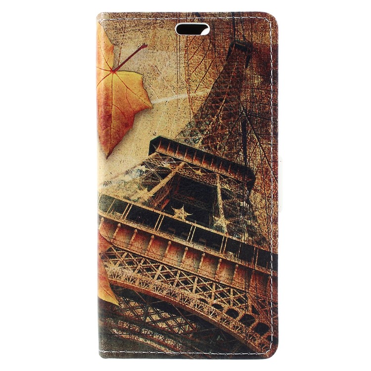 For Huawei Honor 9 Lite / Honor 9 Youth Edition Patterned PU Leather Stand Wallet Phone Casing Cover - Eiffel Tower and Maple Leaves-1