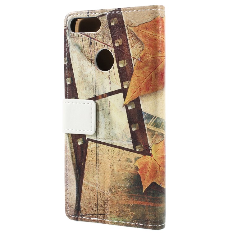 For Huawei Honor 9 Lite / Honor 9 Youth Edition Patterned PU Leather Stand Wallet Phone Casing Cover - Eiffel Tower and Maple Leaves-2