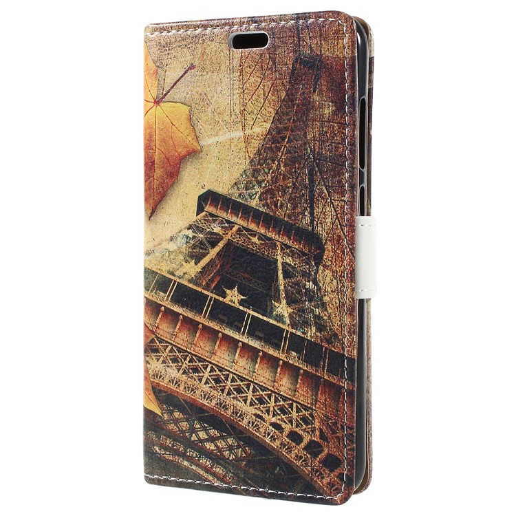 For Huawei Honor 9 Lite / Honor 9 Youth Edition Patterned PU Leather Stand Wallet Phone Casing Cover - Eiffel Tower and Maple Leaves-3