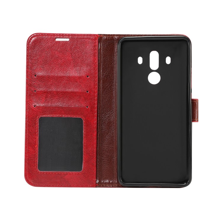 Crazy Horse Wallet Leather Cover Case for Huawei Mate 10 Pro - Red-4