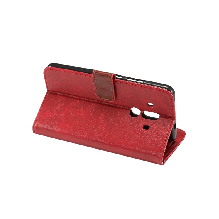Crazy Horse Wallet Leather Cover Case for Huawei Mate 10 Pro - Red-5