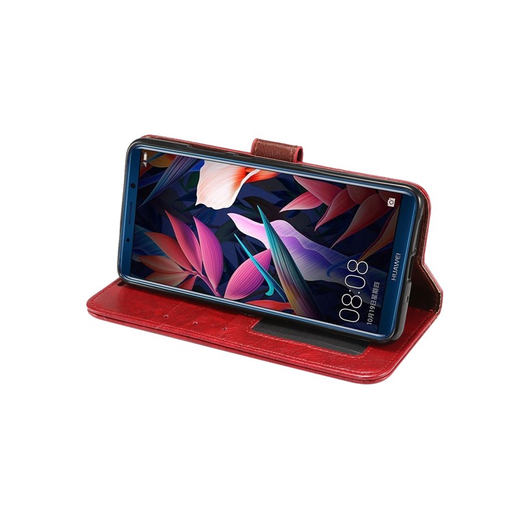 Crazy Horse Wallet Leather Cover Case for Huawei Mate 10 Pro - Red-6