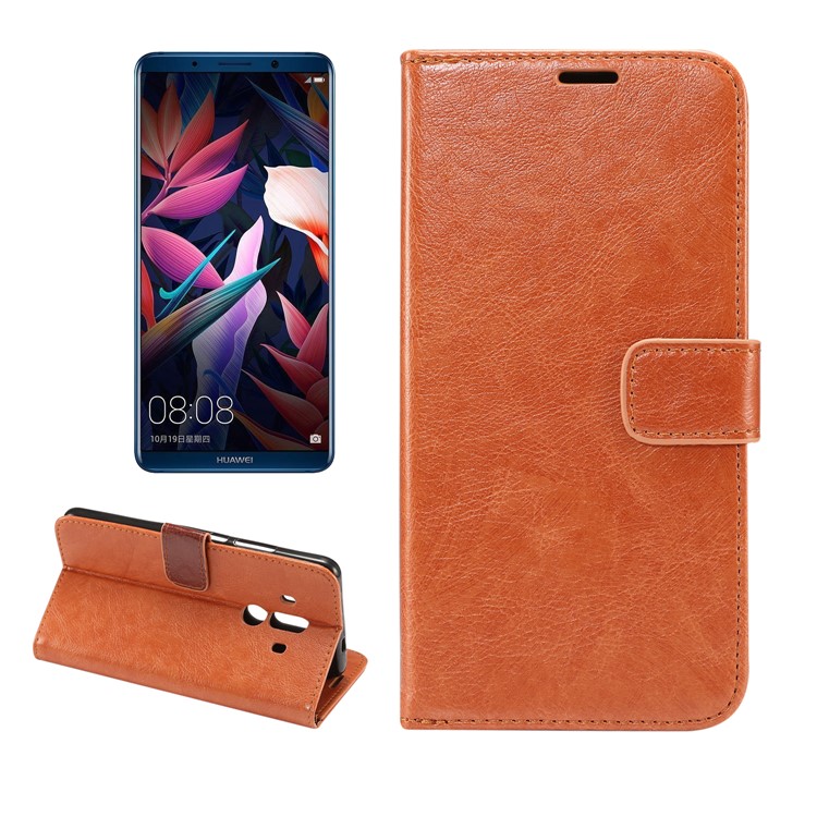Crazy Horse Magnetic Leather Stand Case for Huawei Mate 10 Pro - Brown-1