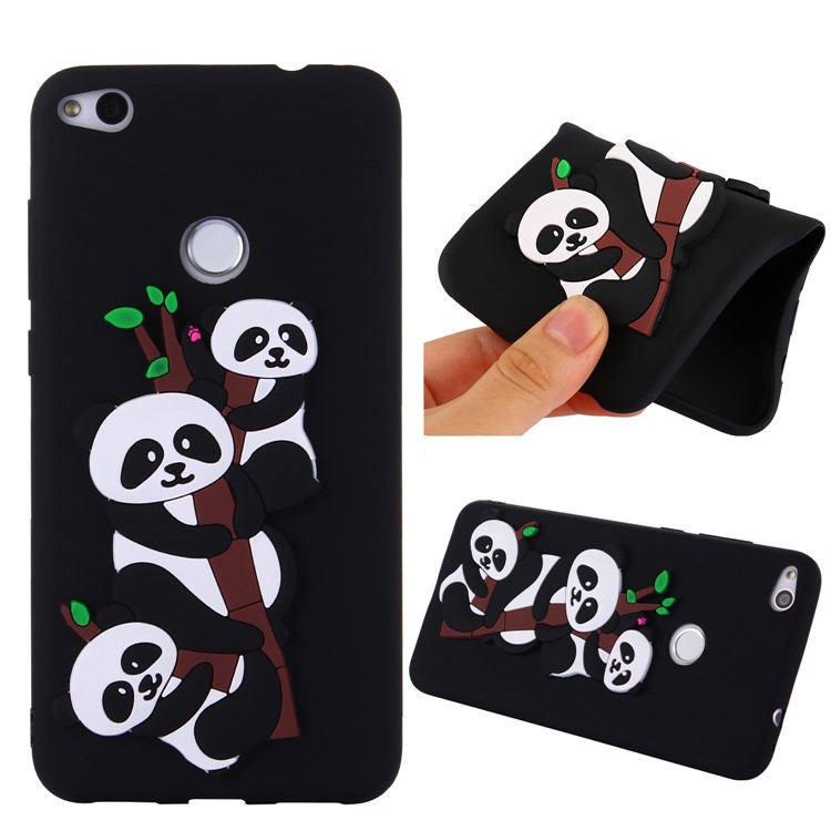 3D Panda Pattern Soft TPU Phone Case for Huawei P8 Lite (2017)/Honor 8 Lite - Black-1