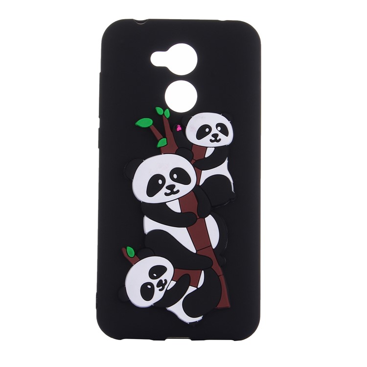 Cute 3D Pandas and Bamboo TPU Gel Cover for Huawei Honor 6A - Black-2