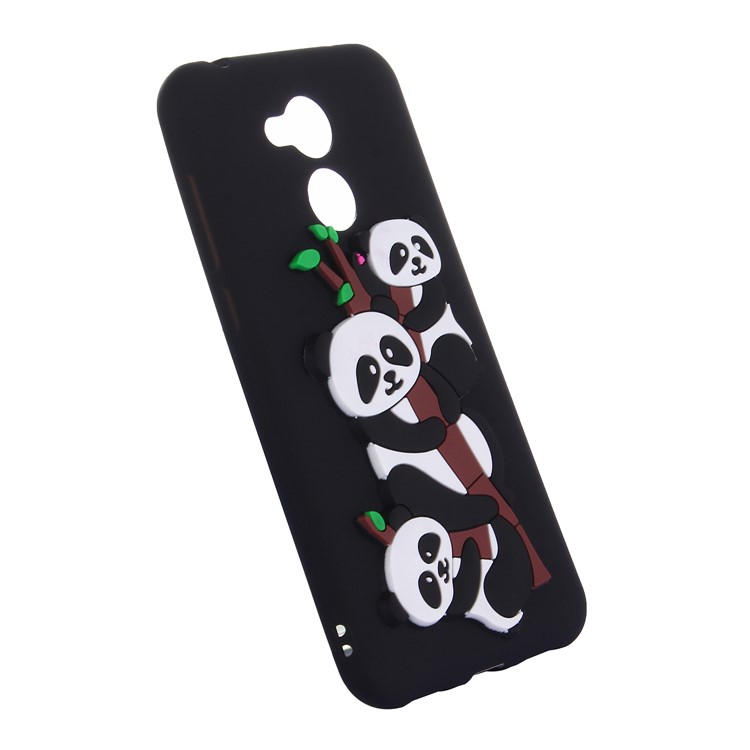 Cute 3D Pandas and Bamboo TPU Gel Cover for Huawei Honor 6A - Black-3