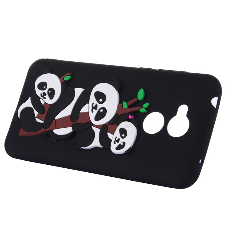 Cute 3D Pandas and Bamboo TPU Gel Cover for Huawei Honor 6A - Black-4