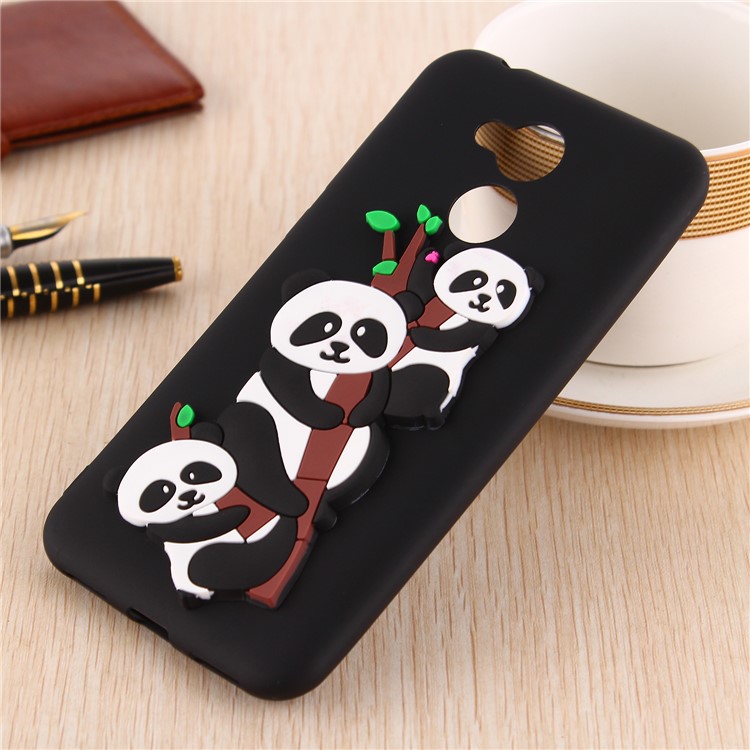 Cute 3D Pandas and Bamboo TPU Gel Cover for Huawei Honor 6A - Black-5