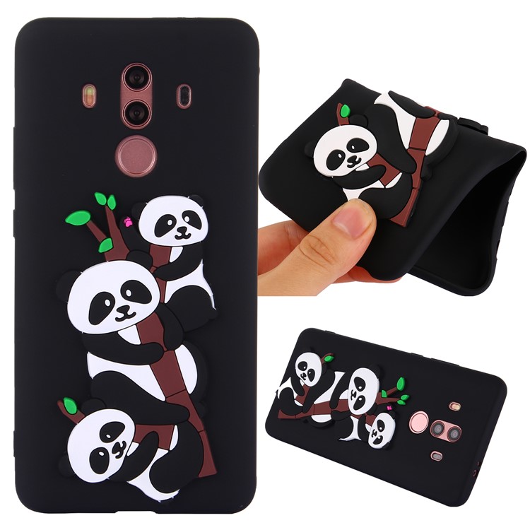 Cute 3D Pandas and Bamboo TPU Gel Case for Huawei Mate 10 Pro - Black-1