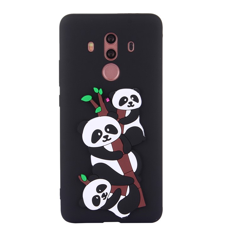 Cute 3D Pandas and Bamboo TPU Gel Case for Huawei Mate 10 Pro - Black-2