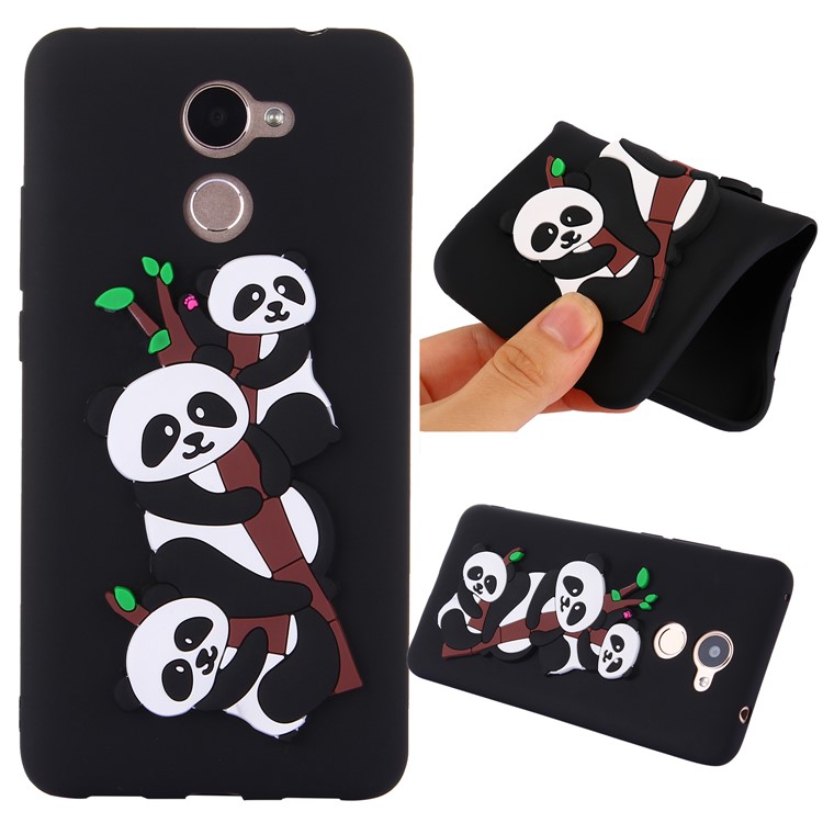 Cute 3D Panda Pattern TPU Case for Huawei Enjoy 7 Plus / Y7 Prime / Y7 (2017) - Black-1