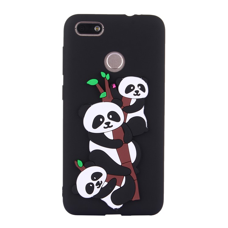 Cute 3D Pandas and Bamboo TPU Gel Case for Huawei Y6 Pro (2017) / Enjoy 7 / P9 lite mini - Black-2