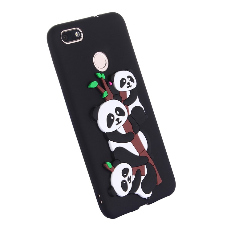 Cute 3D Pandas and Bamboo TPU Gel Case for Huawei Y6 Pro (2017) / Enjoy 7 / P9 lite mini - Black-3