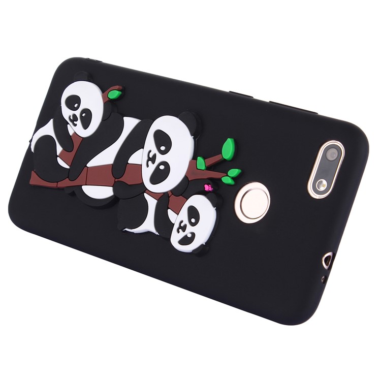 Cute 3D Pandas and Bamboo TPU Gel Case for Huawei Y6 Pro (2017) / Enjoy 7 / P9 lite mini - Black-4