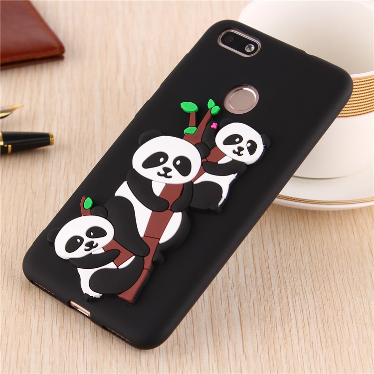 Cute 3D Pandas and Bamboo TPU Gel Case for Huawei Y6 Pro (2017) / Enjoy 7 / P9 lite mini - Black-5
