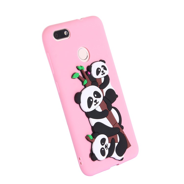 Cute 3D Pandas and Bamboo TPU Phone Case for Huawei Y6 Pro (2017) / Enjoy 7 / P9 lite mini - Pink-3