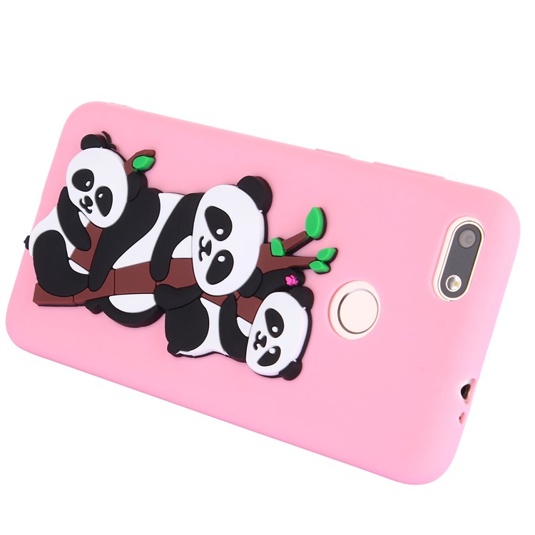 Cute 3D Pandas and Bamboo TPU Phone Case for Huawei Y6 Pro (2017) / Enjoy 7 / P9 lite mini - Pink-4