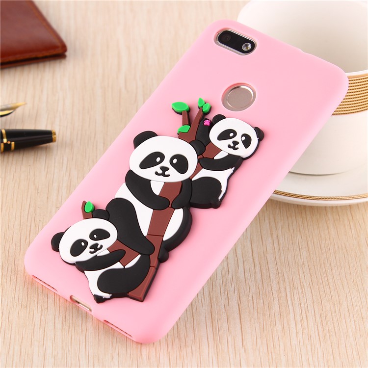Cute 3D Pandas and Bamboo TPU Phone Case for Huawei Y6 Pro (2017) / Enjoy 7 / P9 lite mini - Pink-5