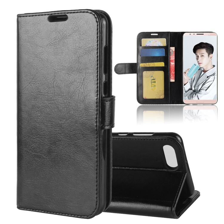 Crazy Horse Wallet Leather Stand Case for Huawei nova 2s - Black-1