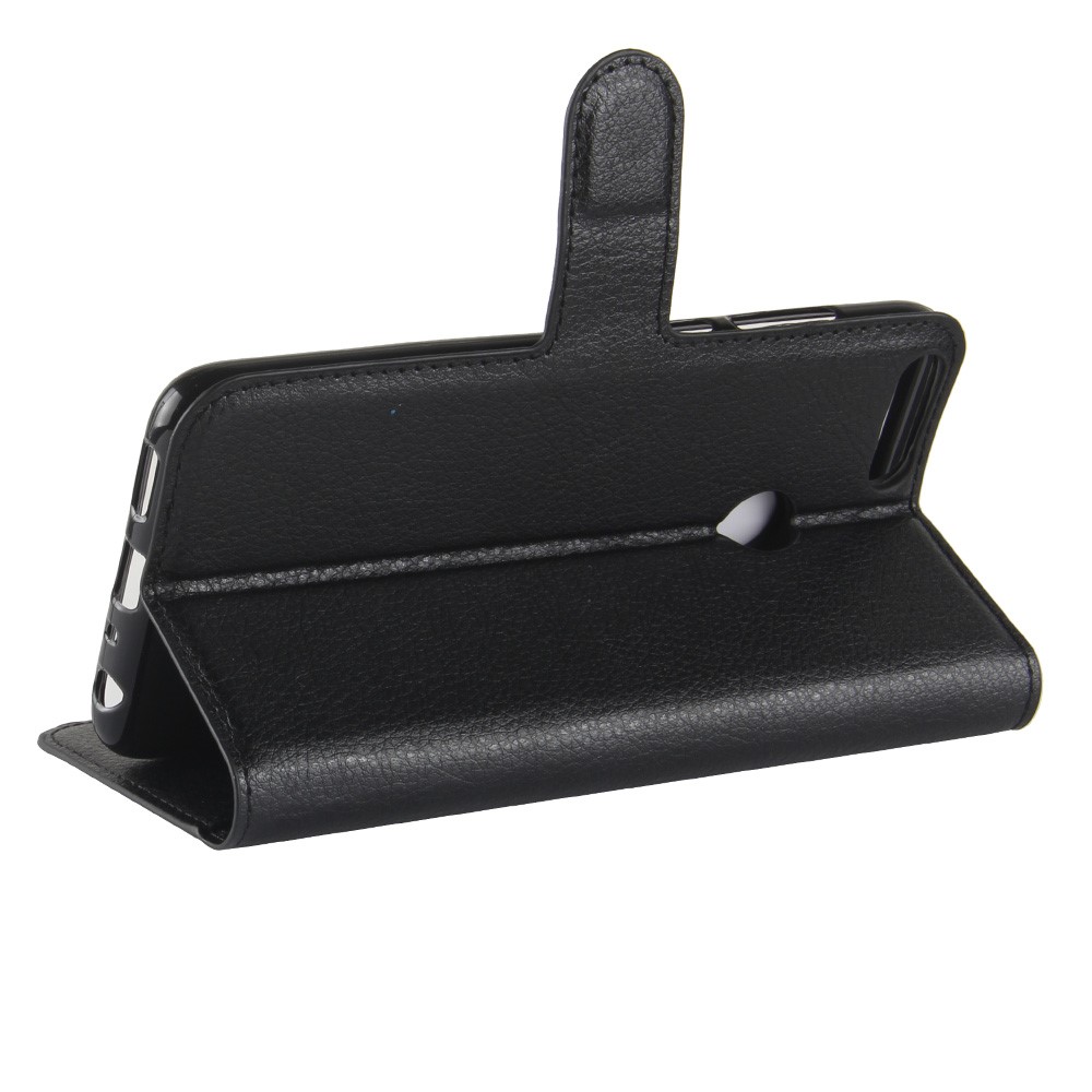 Litchi Skin PU Leather Wallet Stand Phone Shell for Huawei P Smart / Enjoy 7S - Black-5