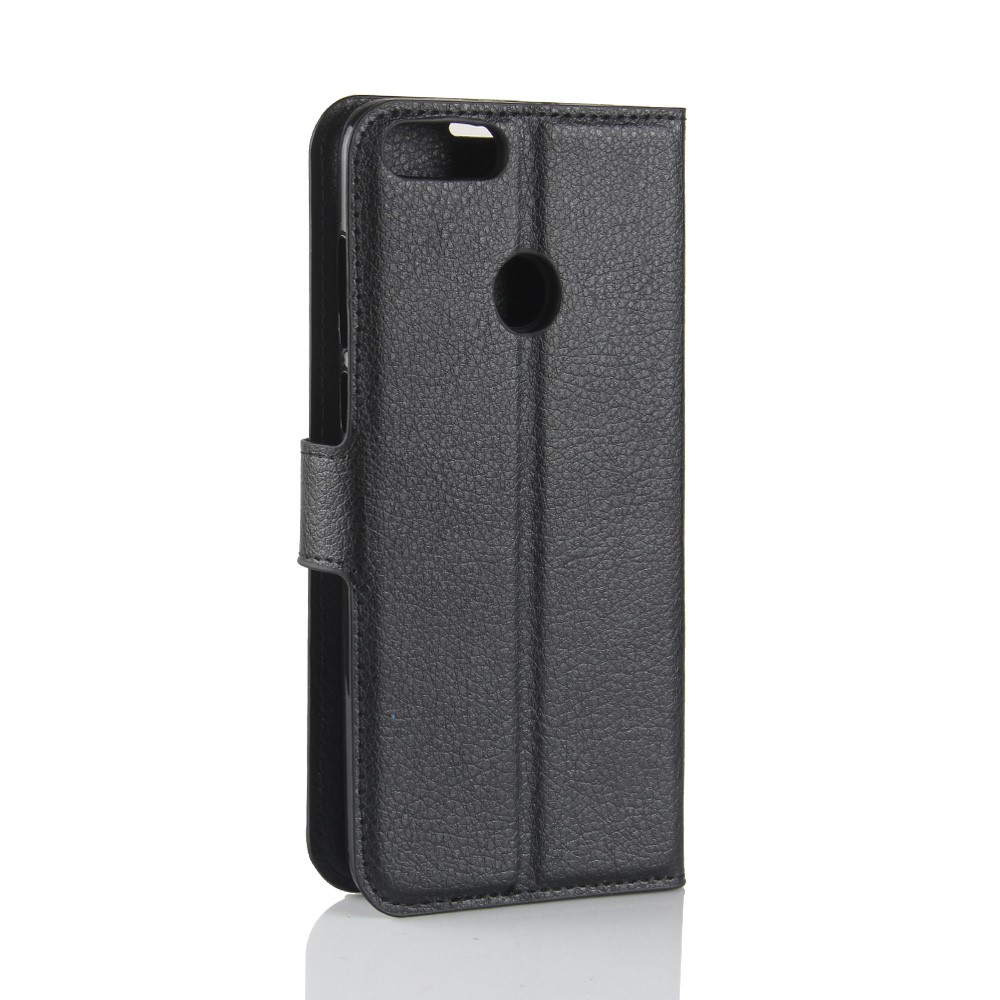 Litchi Skin PU Leather Wallet Stand Phone Shell for Huawei P Smart / Enjoy 7S - Black-6
