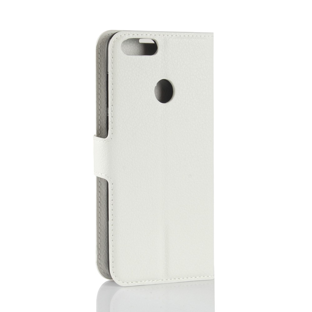 Litchi Skin PU Leather Wallet Stand Flip Case for Huawei P Smart / Enjoy 7S - White-6
