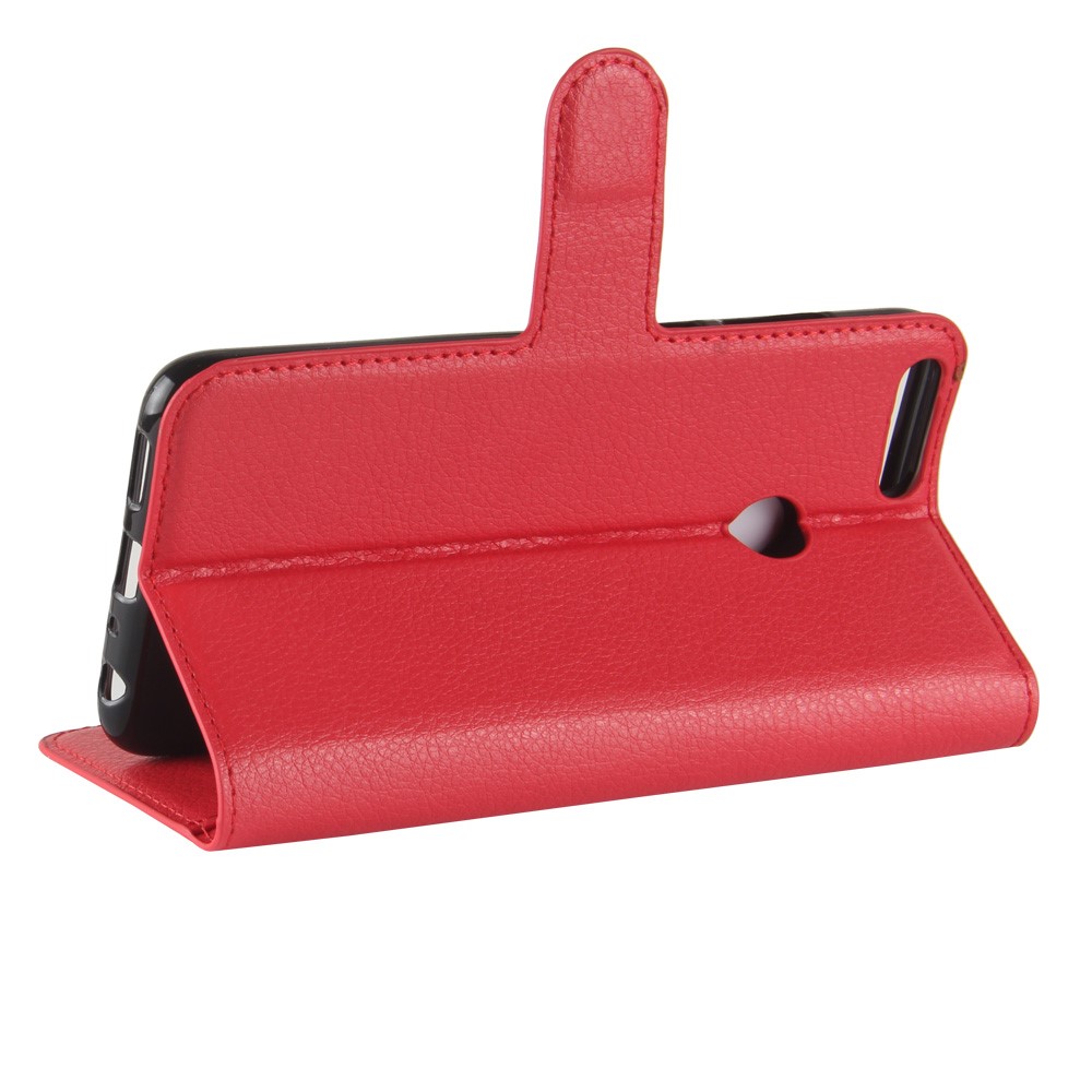 Litchi Pele PU Caixa De Couro Carteira Caixa Com Suporte Para Huawei P Inteligente / Aproveite 7S - Vermelho-5