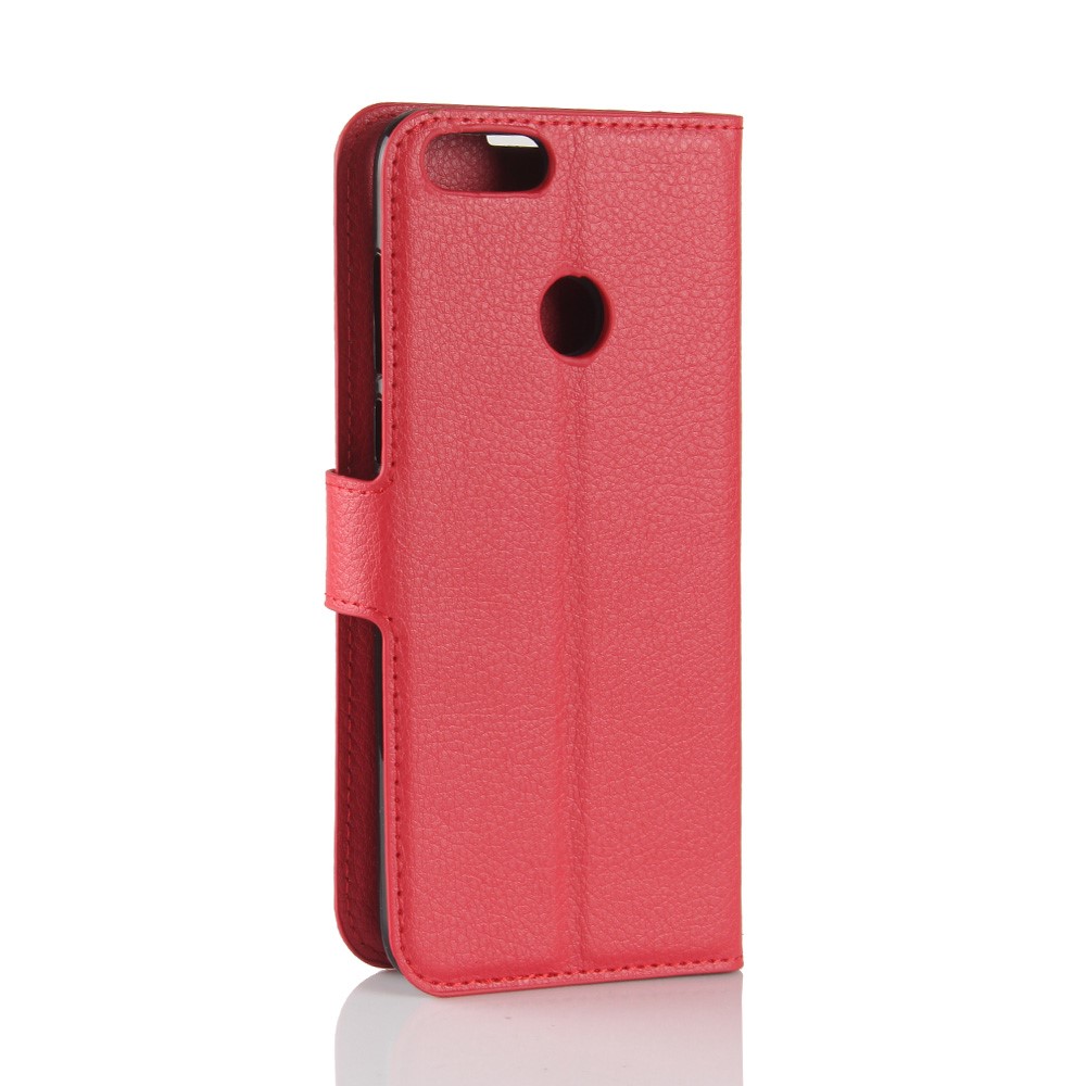 Litchi Pele PU Caixa De Couro Carteira Caixa Com Suporte Para Huawei P Inteligente / Aproveite 7S - Vermelho-6