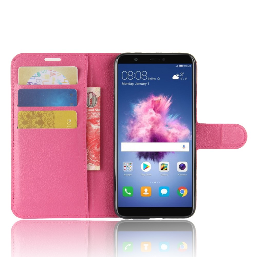 For Huawei P Smart / Enjoy 7S Litchi Grain PU Leather Wallet Stand Mobile Protective Shell - Rose-4