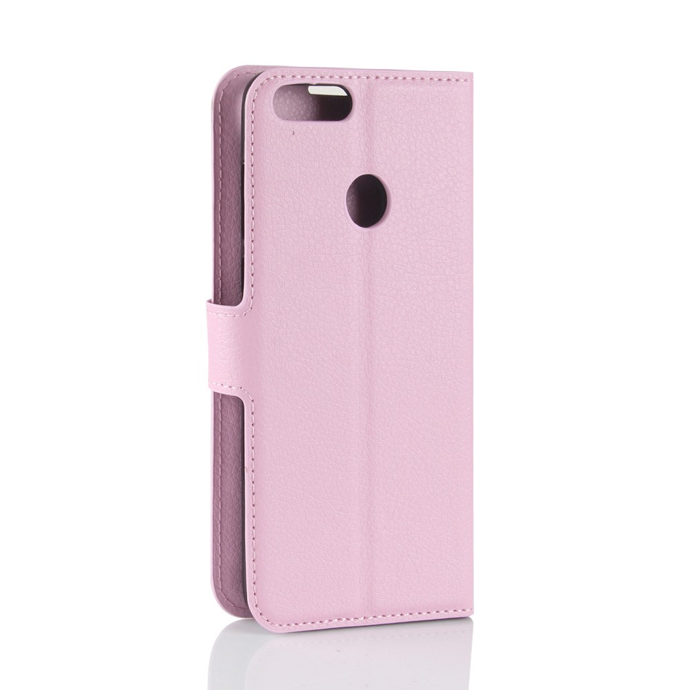 for Huawei P Smart / Enjoy 7S Litchi Texture Leather Wallet Stand Protective Cover Shell - Pink-6